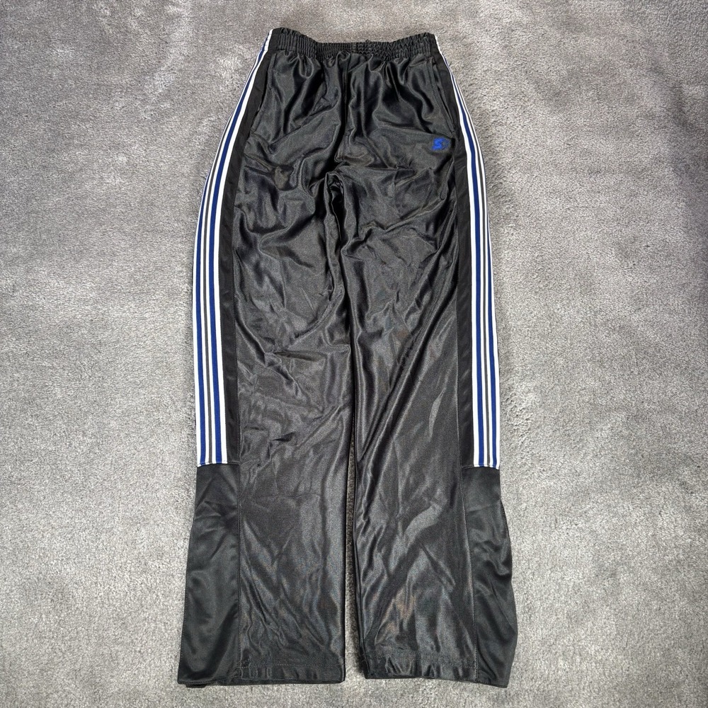 Vintage Starter Track Pants Youth Boys L Gray Dazzle Silky Mesh Lined Baggy Y2K
